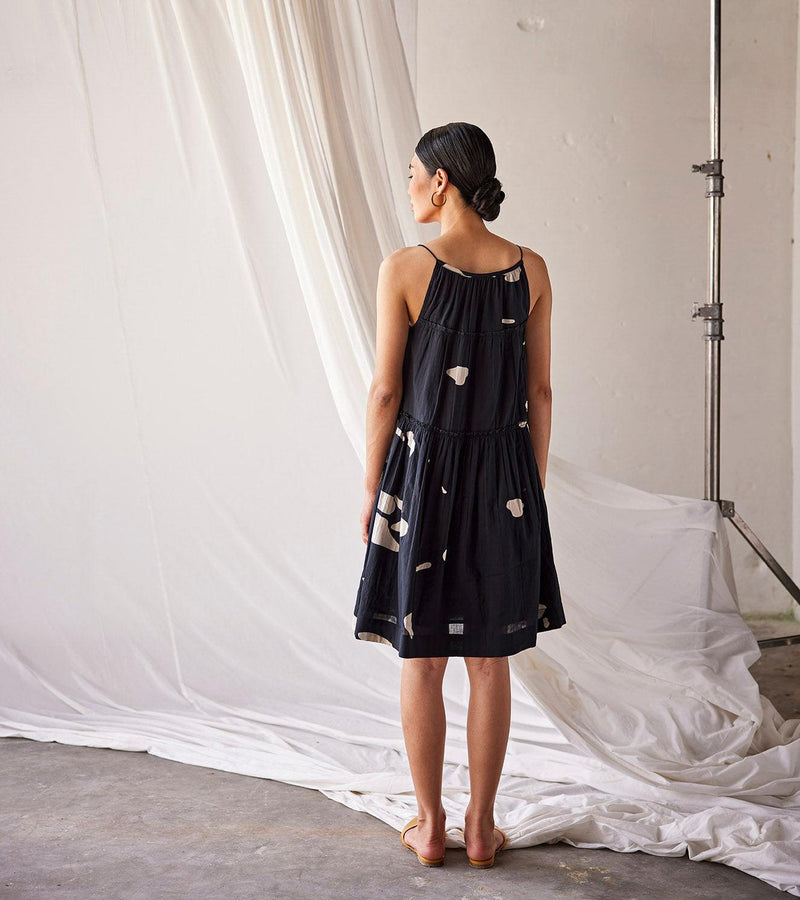 Summers Night Midi Dress cotton dress by Khara Kapas in black for women in Singapore