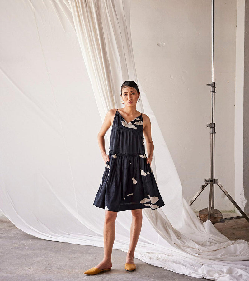 Summers Night Midi Dress cotton dress by Khara Kapas in black for women in Singapore