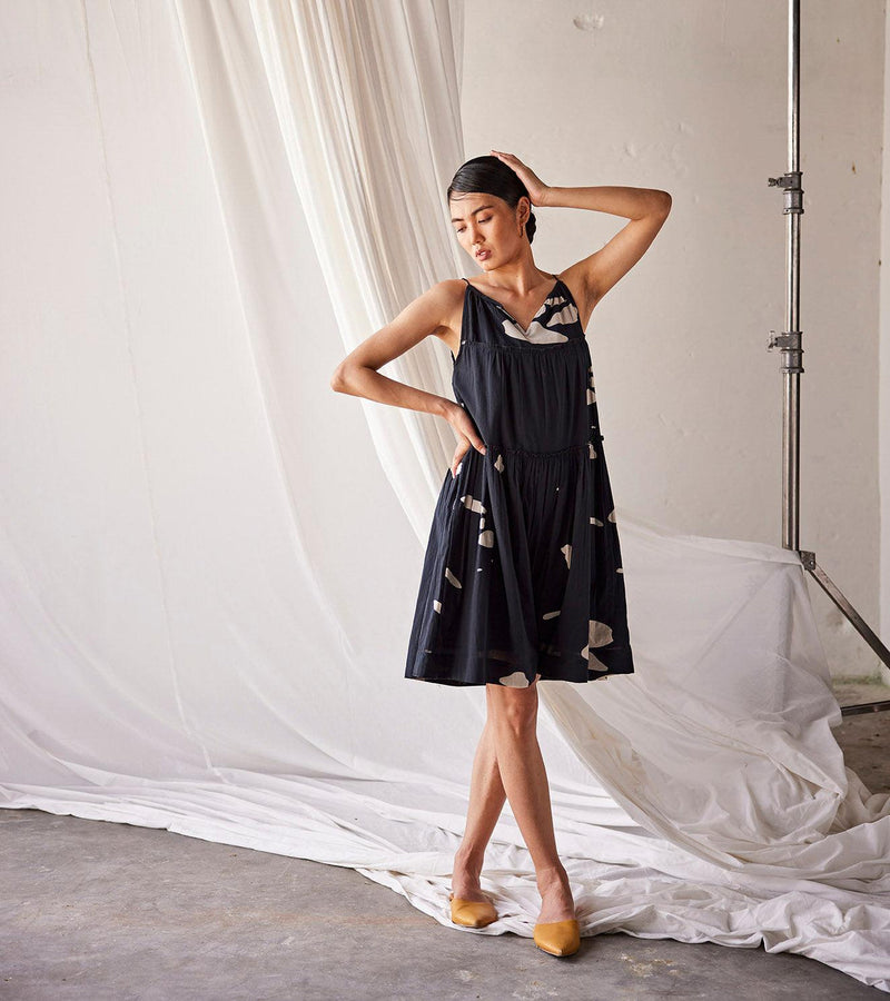 Summers Night Midi Dress cotton dress by Khara Kapas in black for women in Singapore