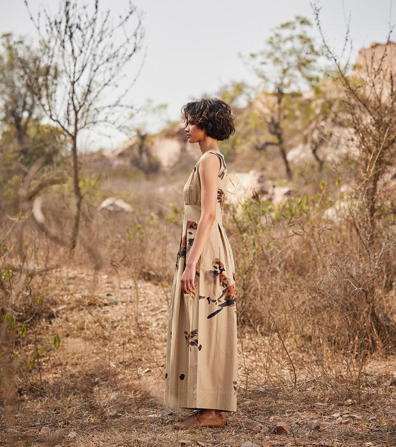 Mithi Jumpsuit cotton jumpsuit by Khara Kapas in beige for women in Singapore