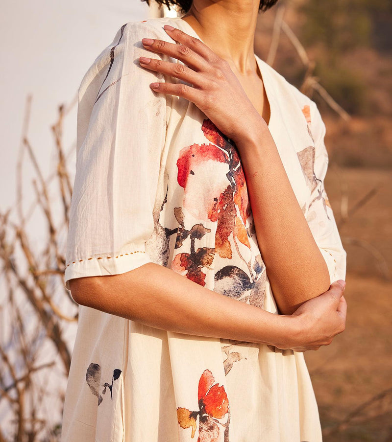 Surfinia floral midi dress by Khara Kapas in red for women in Singapore