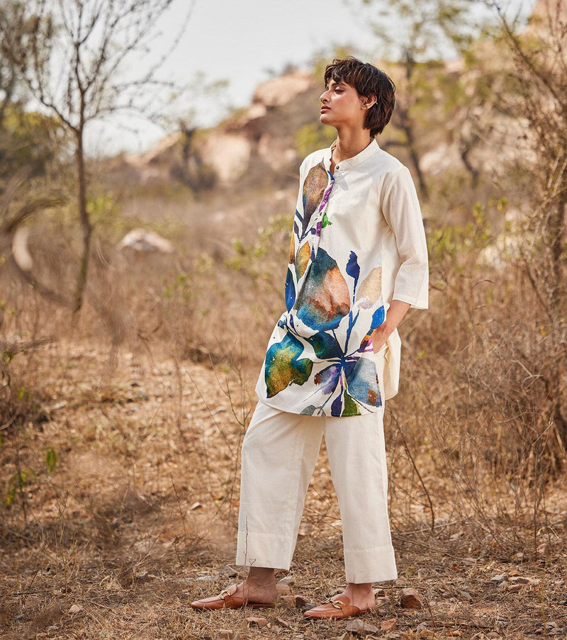 Vann Wide Pants cotton pant/trouser by Khara Kapas in off white for women in Singapore