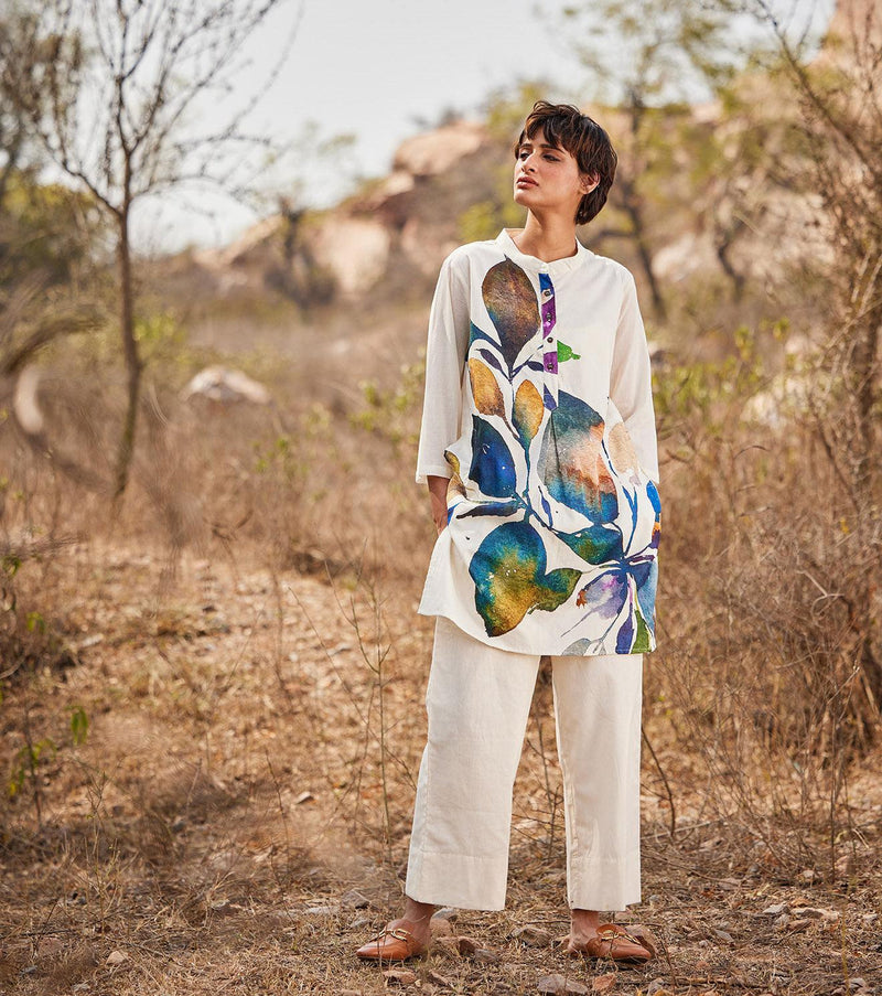 Vann Wide Pants cotton pant/trouser by Khara Kapas in off white for women in Singapore