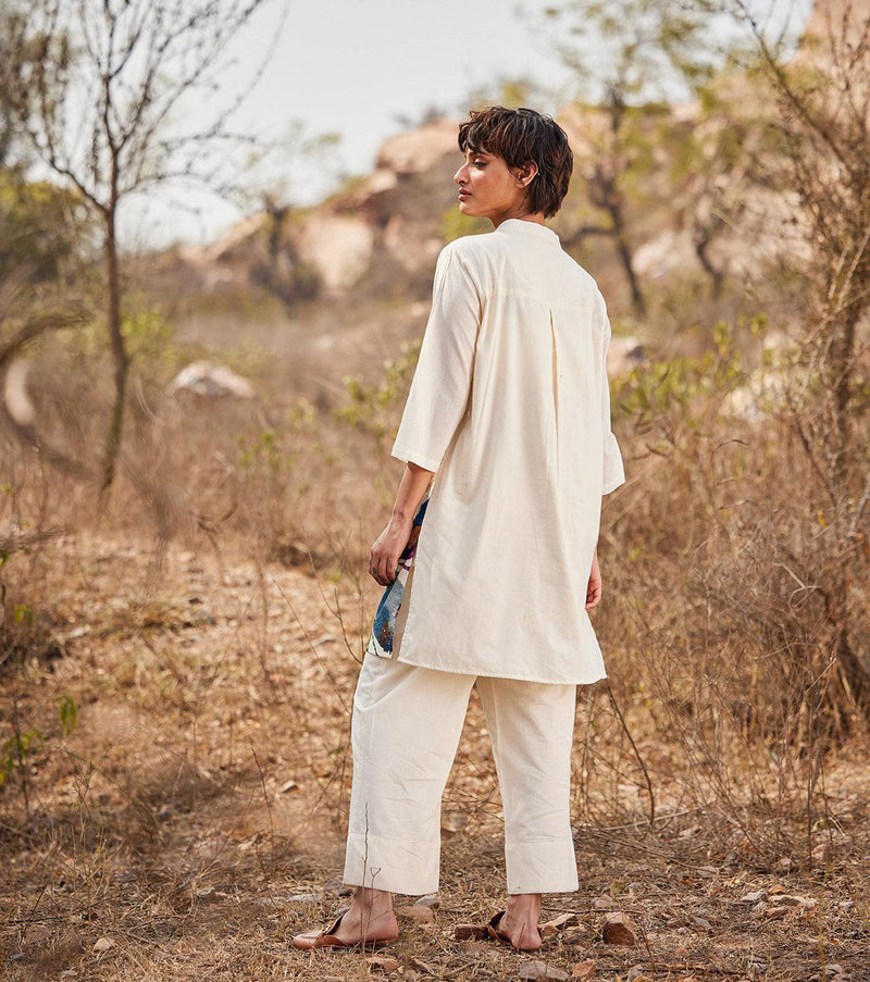 Vann Wide Pants cotton pant/trouser by Khara Kapas in off white for women in Singapore