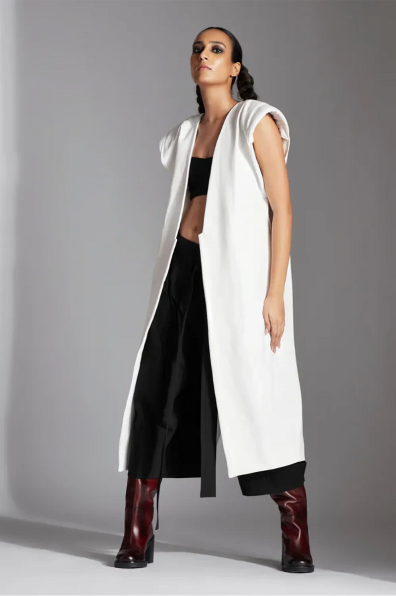 Kaen Jacket in White Denim cotton by Chola in white color for women in Singapore