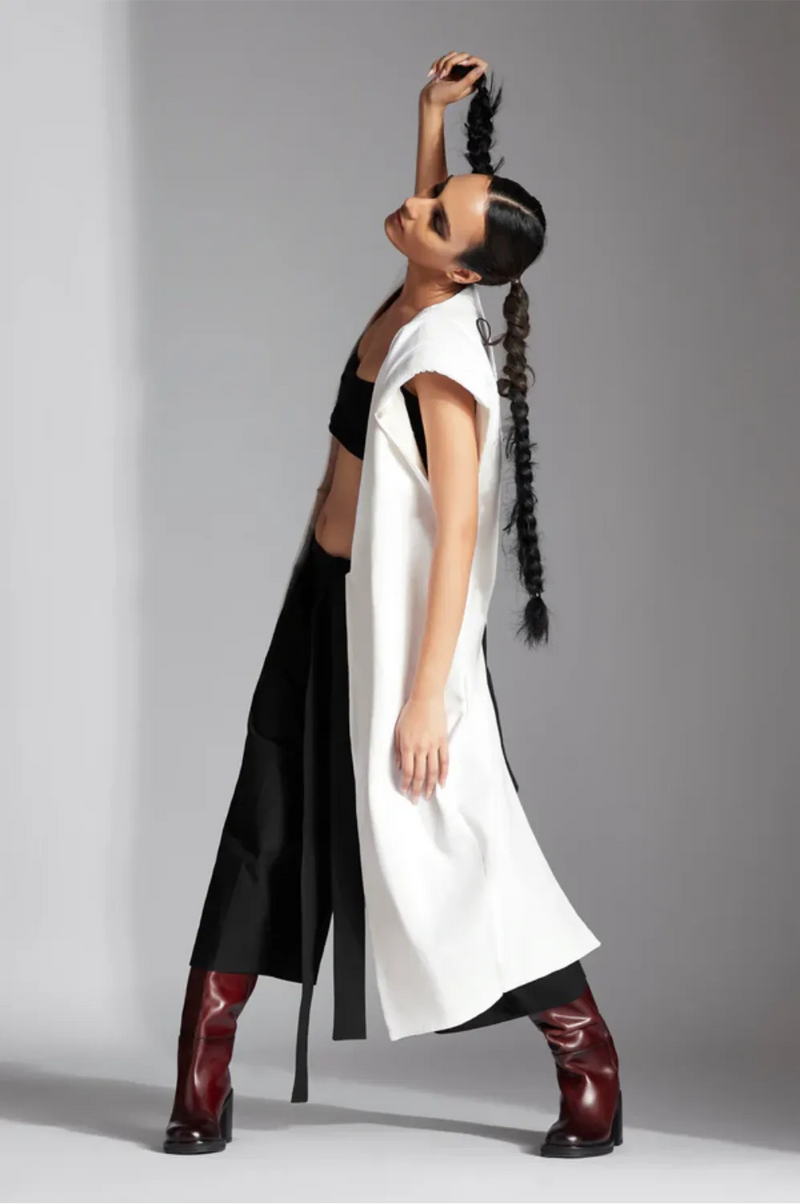 Kaen Jacket in White Denim cotton by Chola in white color for women in Singapore