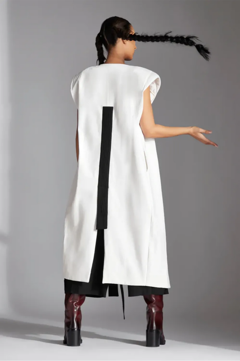 Kaen Jacket in White Denim cotton by Chola in white color for women in Singapore