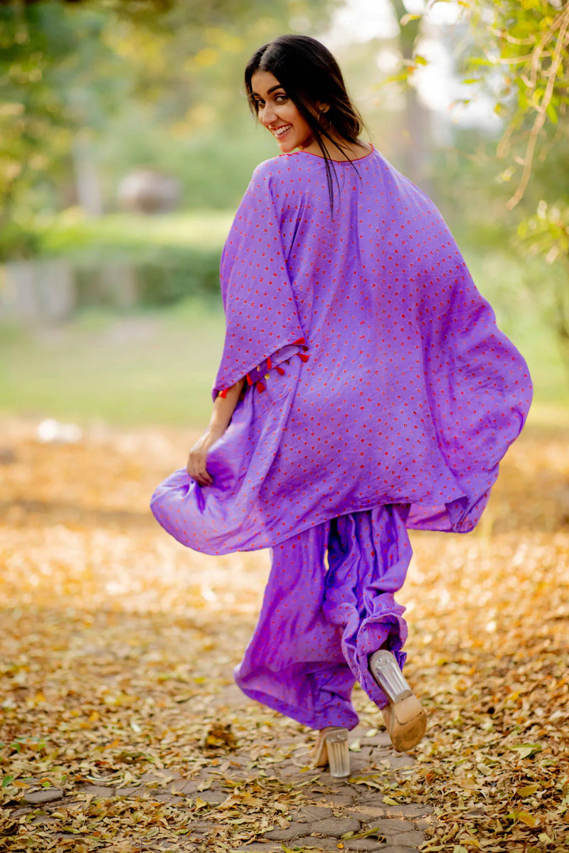 KAFTAN MIRROR SET-LAVENDER silk by Dyelogue for women in Singapore