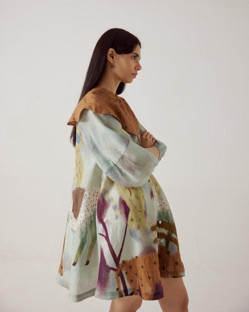 Kai Dress-Mirage linen by CORD in multi for women in Singapore
