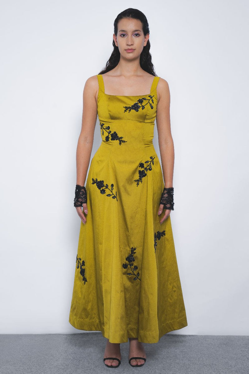 Kaika Embroidered Strap Dress - Mustard and Black mul Buy Kaika Embroidered Strap Dress - Mustard and Black from C&W | Dresses for Women by Leh Studios in multi color for women in Singapore