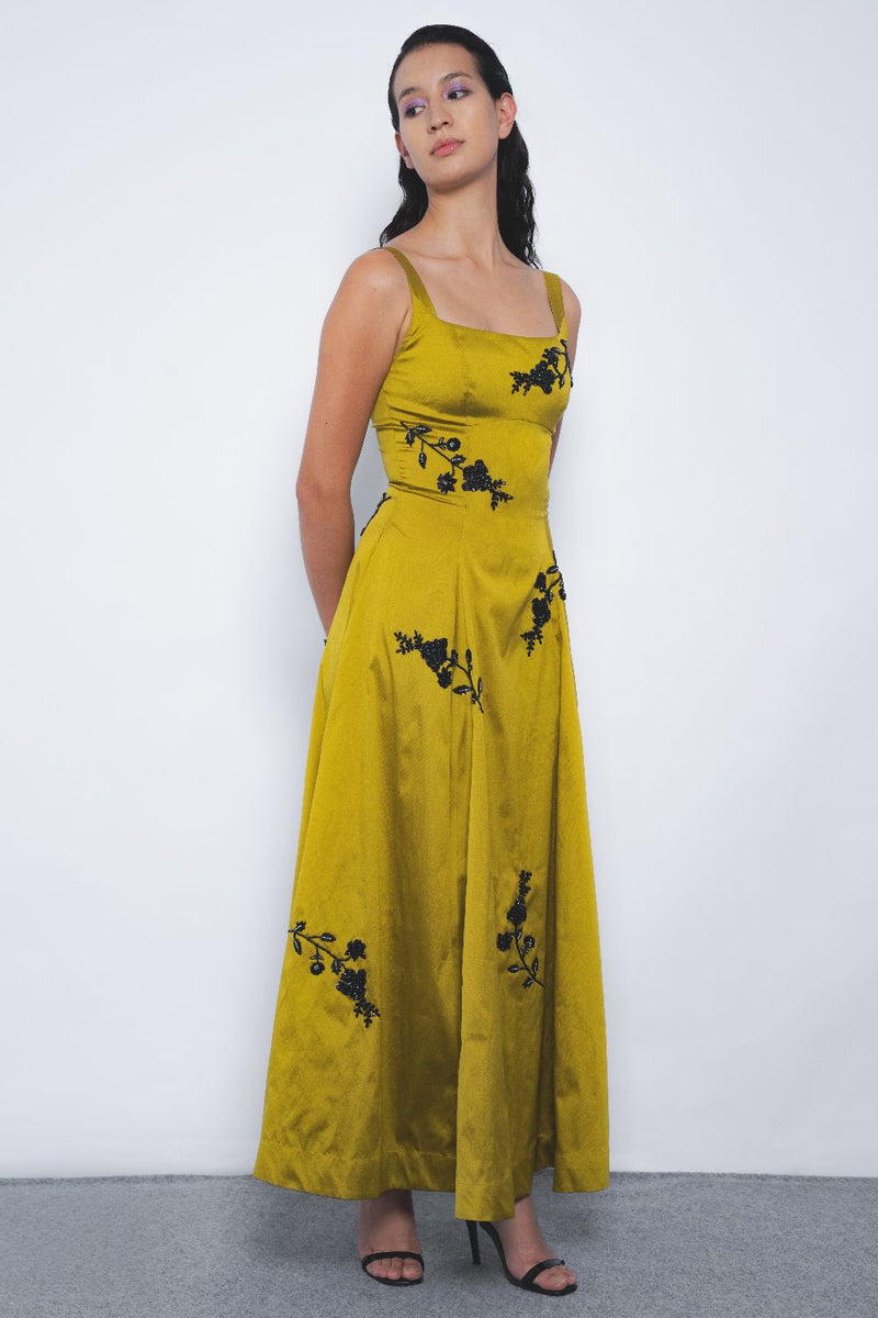 Kaika Embroidered Strap Dress - Mustard and Black mul Buy Kaika Embroidered Strap Dress - Mustard and Black from C&W | Dresses for Women by Leh Studios in multi color for women in Singapore
