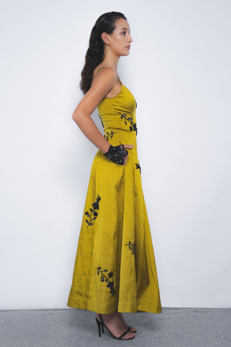 Kaika Embroidered Strap Dress - Mustard and Black mul Buy Kaika Embroidered Strap Dress - Mustard and Black from C&W | Dresses for Women by Leh Studios in multi color for women in Singapore