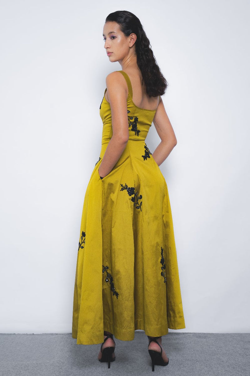 Kaika Embroidered Strap Dress - Mustard and Black mul Buy Kaika Embroidered Strap Dress - Mustard and Black from C&W | Dresses for Women by Leh Studios in multi color for women in Singapore