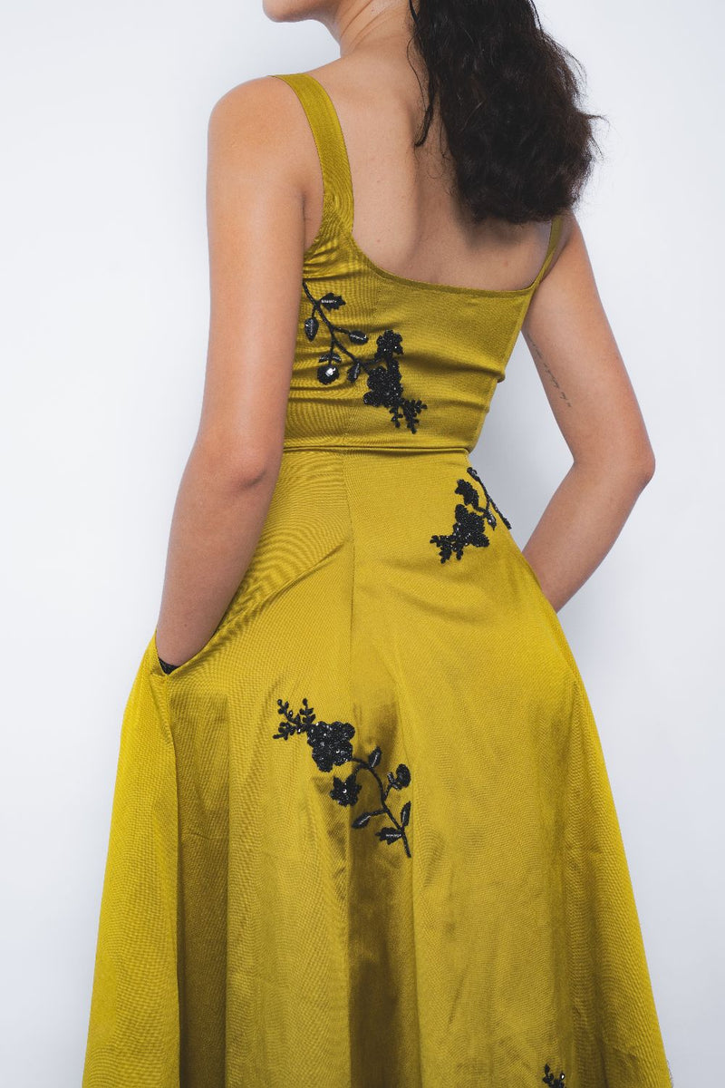Kaika Embroidered Strap Dress - Mustard and Black mul Buy Kaika Embroidered Strap Dress - Mustard and Black from C&W | Dresses for Women by Leh Studios in multi color for women in Singapore