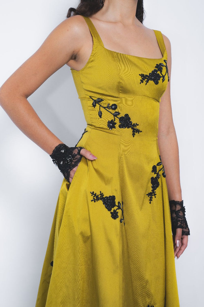 Kaika Embroidered Strap Dress - Mustard and Black mul Buy Kaika Embroidered Strap Dress - Mustard and Black from C&W | Dresses for Women by Leh Studios in multi color for women in Singapore