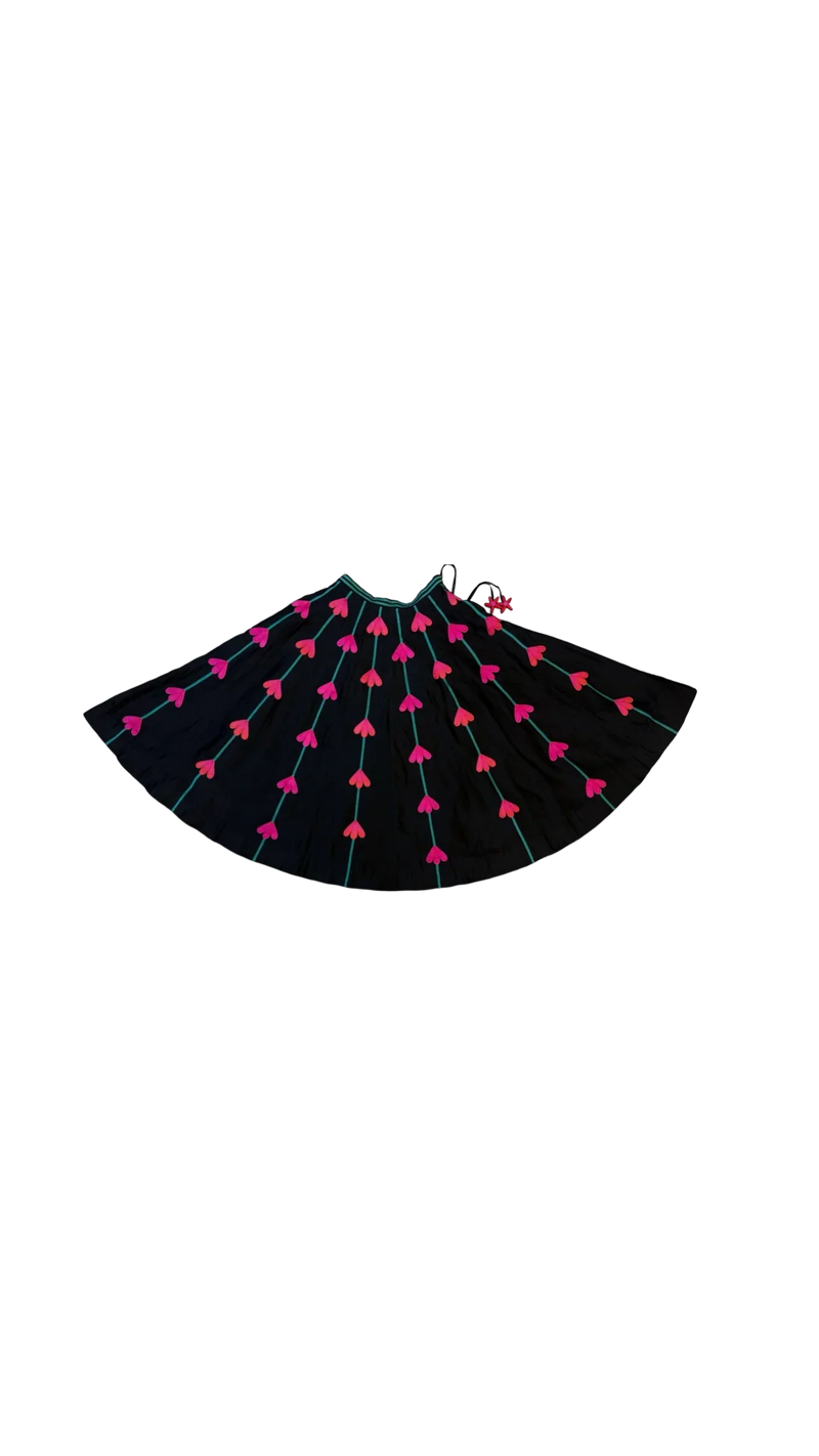 Kamali Skirt-Black and Multicolour chanderi skirt by Ka-Sha in multicolor for women in Singapore