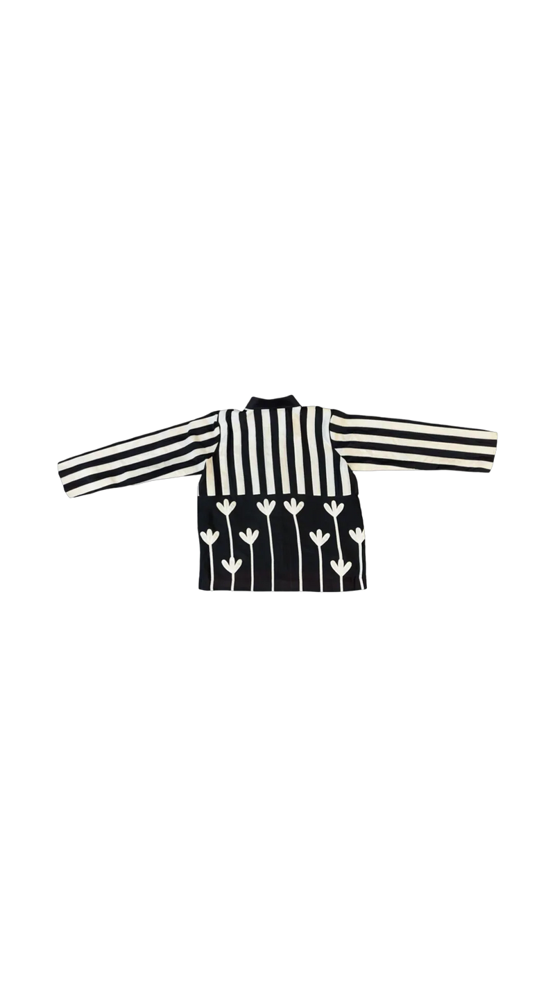 Kamal Simp Shirt-White and Black chanderi top/shirt by Ka-Sha in black for women in Singapore