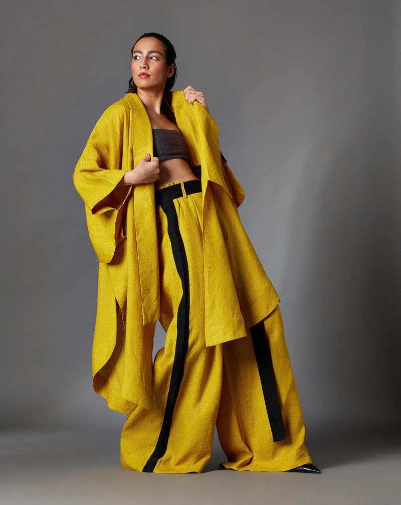 Kane Jacket-Mustard linen by Chola in mustard color for women in Singapore