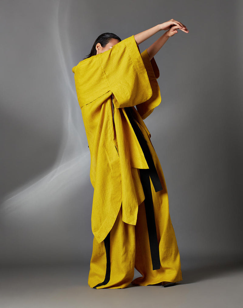 Kane Jacket-Mustard linen by Chola in mustard color for women in Singapore