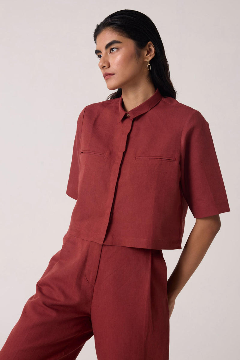 Katerin Umber Linen Cotton Set cotton by The Summer House for women in Singapore