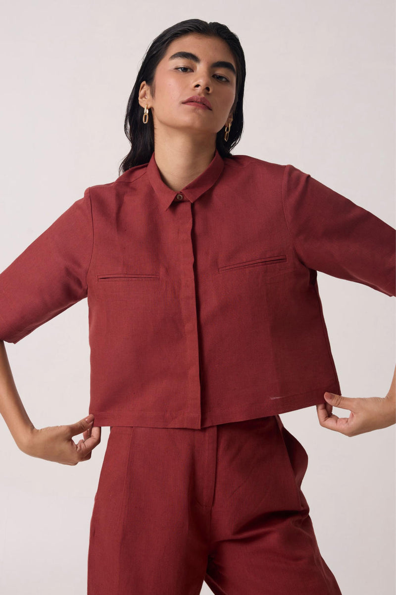 Katerin Umber Linen Cotton Set cotton by The Summer House for women in Singapore