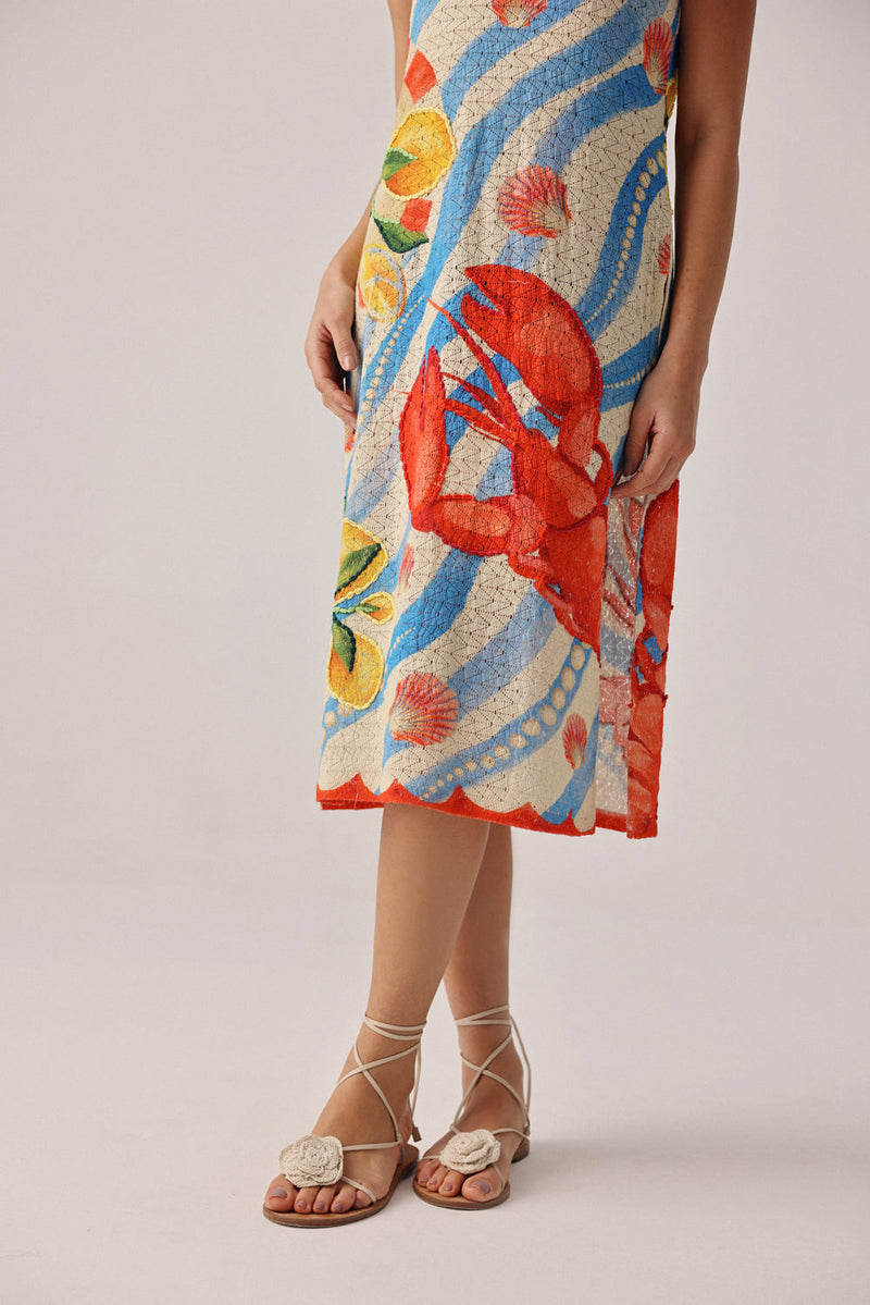 Keya Coverup-Summer Zest crochet resort wear by NOIB in blue for women in Singapore