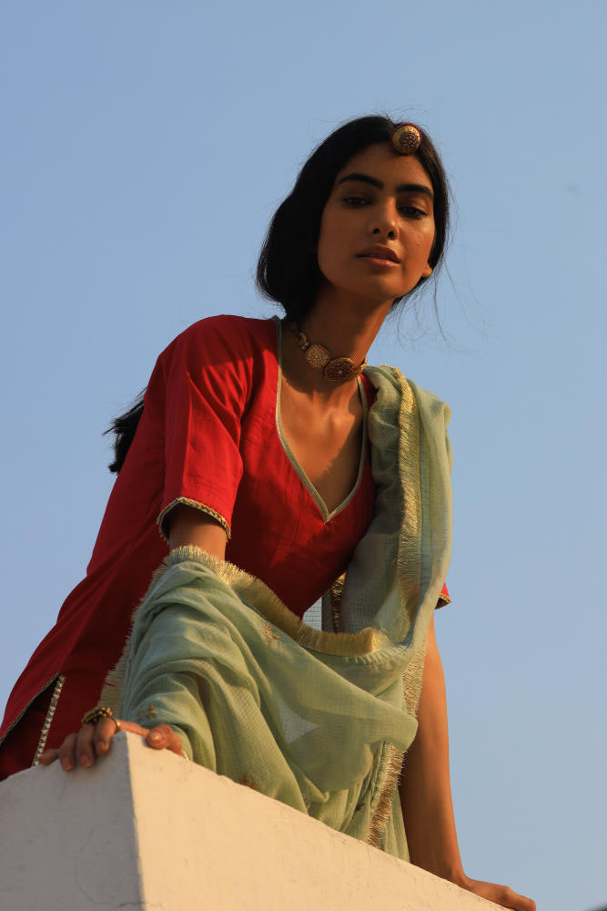 Khwaab sharara set cotton Kurta/Kurta Sets by Khara Kapas for women in Singapore