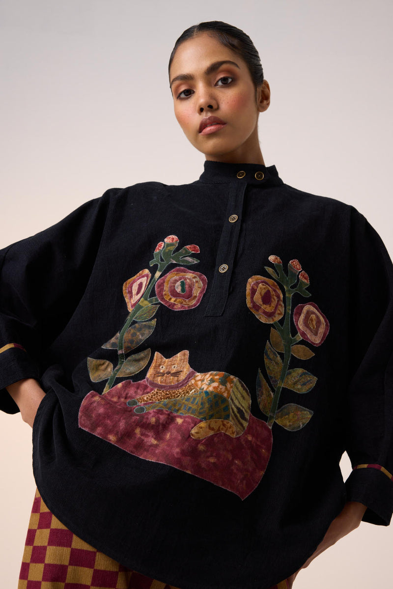 KIERA SHACKET -BLACK CAT APPLIQUE corduroy by CORD for women in Singapore