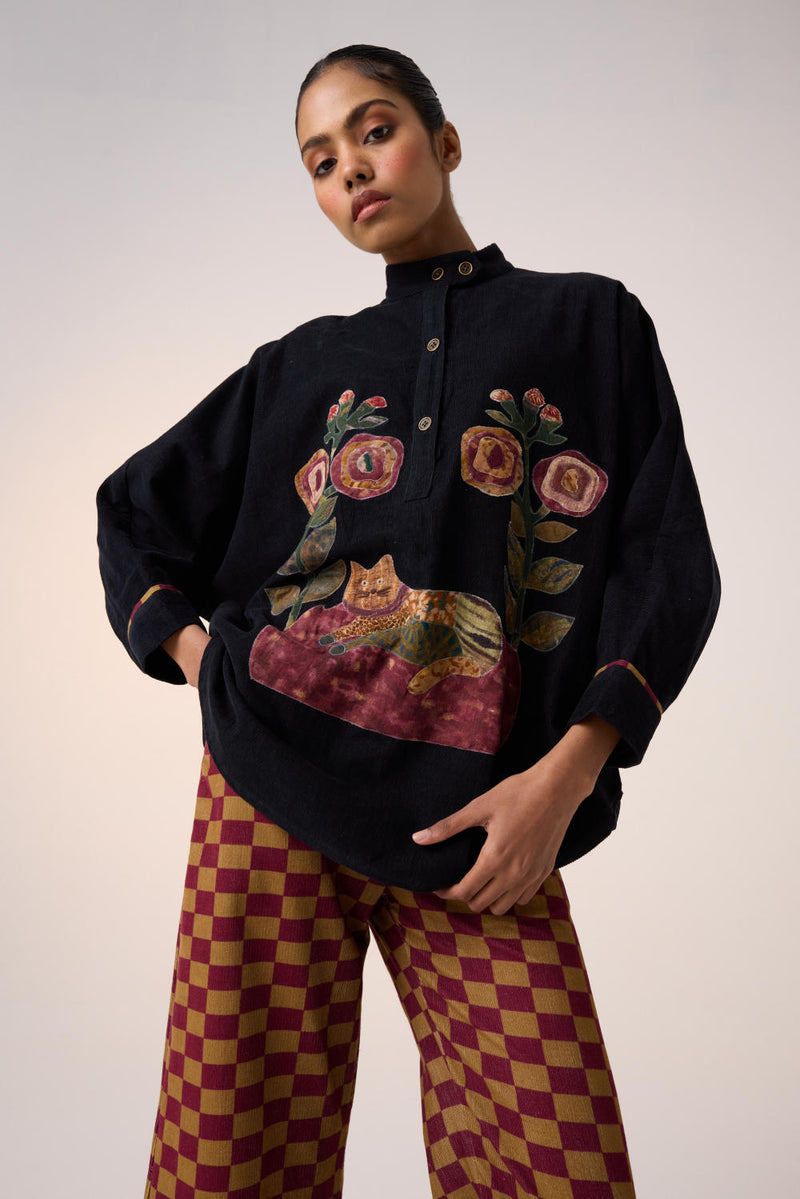 KIERA SHACKET -BLACK CAT APPLIQUE corduroy by CORD for women in Singapore