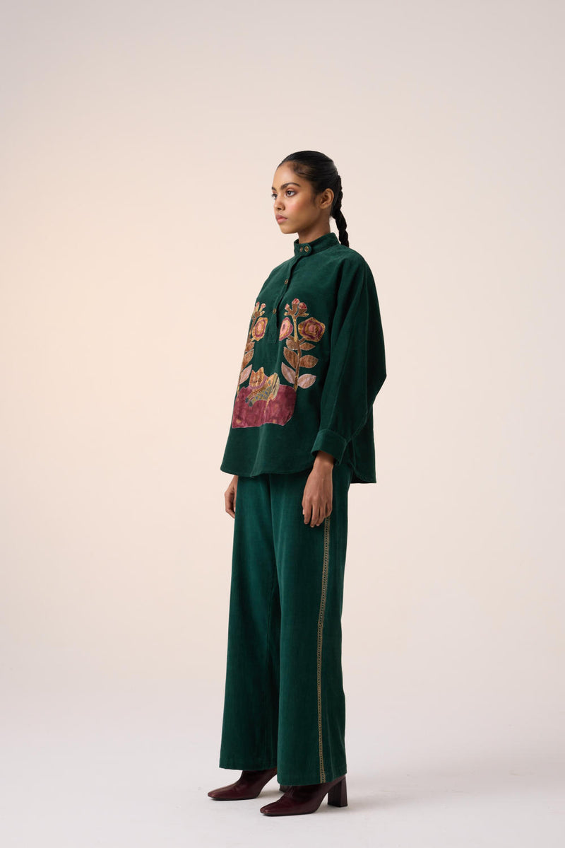 KIERA SHACKET -GREEN CAT APPLIQUE corduroy by CORD for women in Singapore