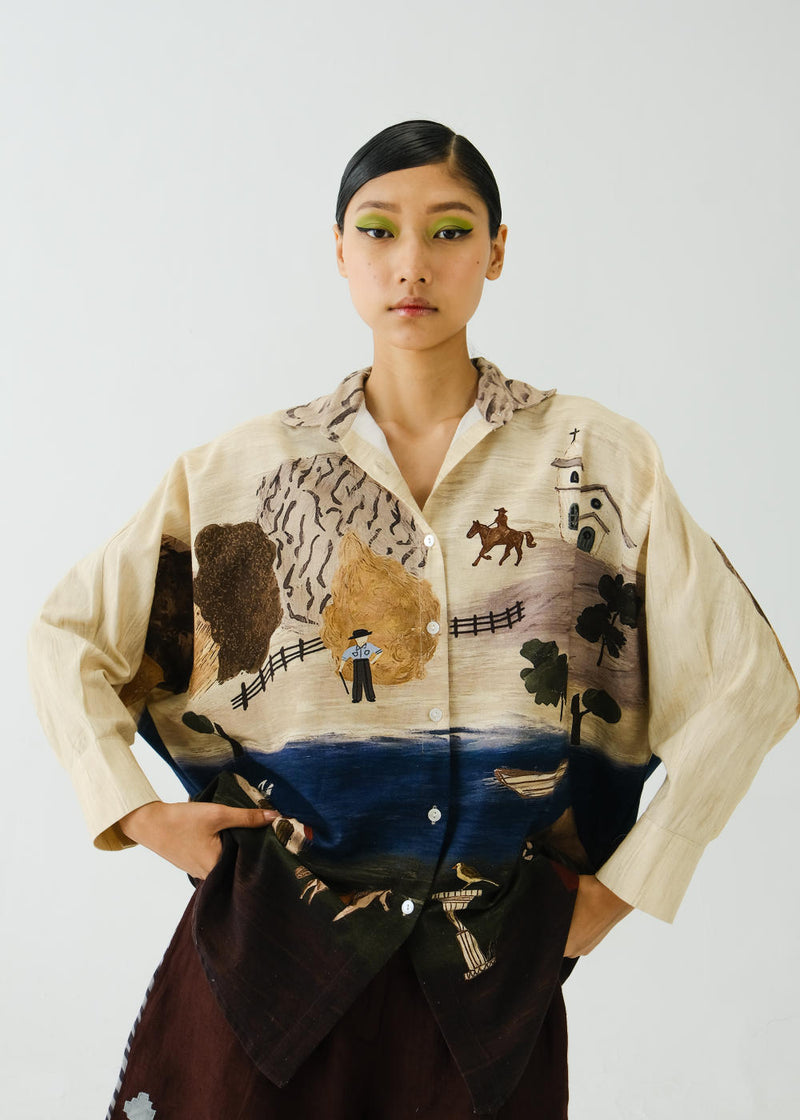 Kiera Shirt-Village Print cotton by CORD for women in Singapore