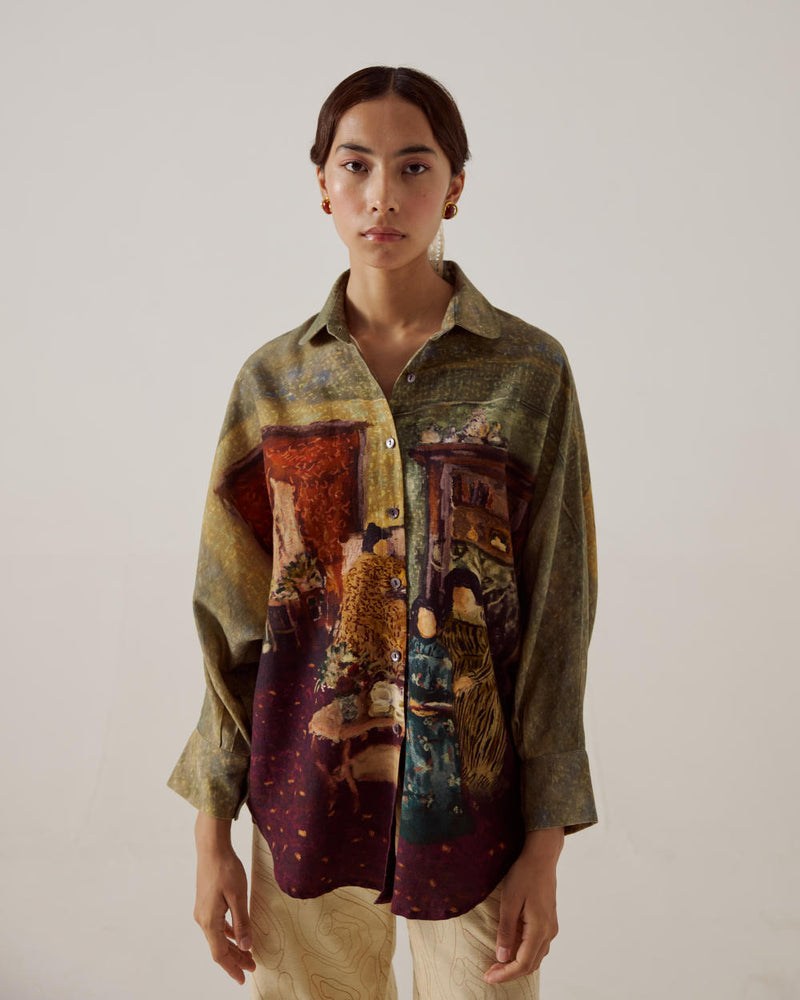 Kiera Shirt-High Tea cotton by CORD in multi for women in Singapore