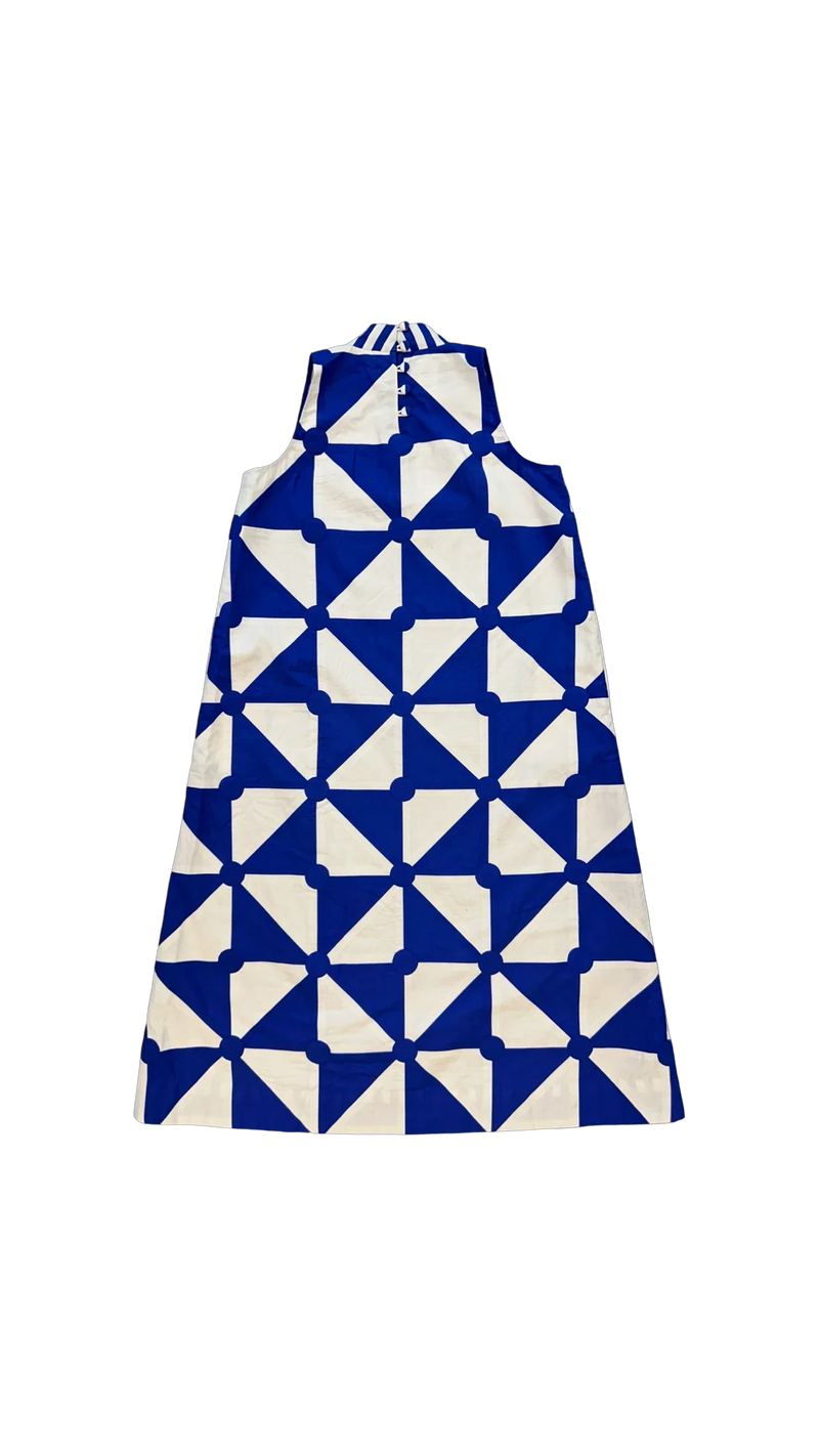 Kite Simp Dress-White and Blue cotton dress by Ka-Sha in blue for women in Singapore