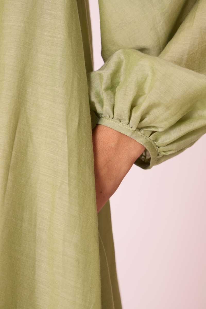 Klyuch Green Panelled Dress silk by The Summer House in green color for women in Singapore