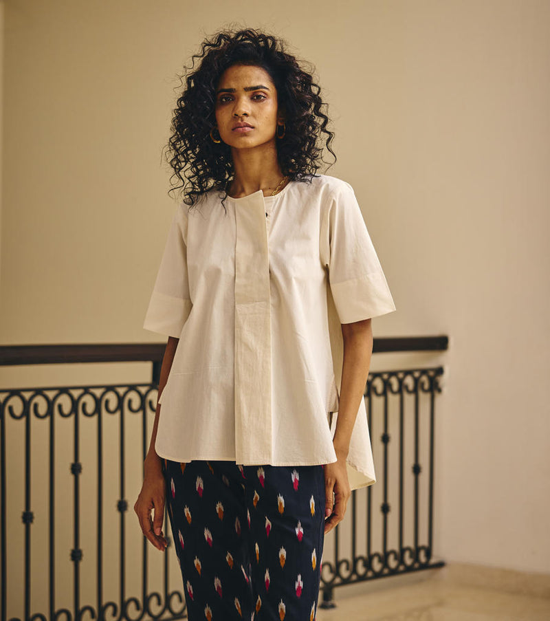 Komorebi Shirt poplin by Khara Kapas in white for women in Singapore