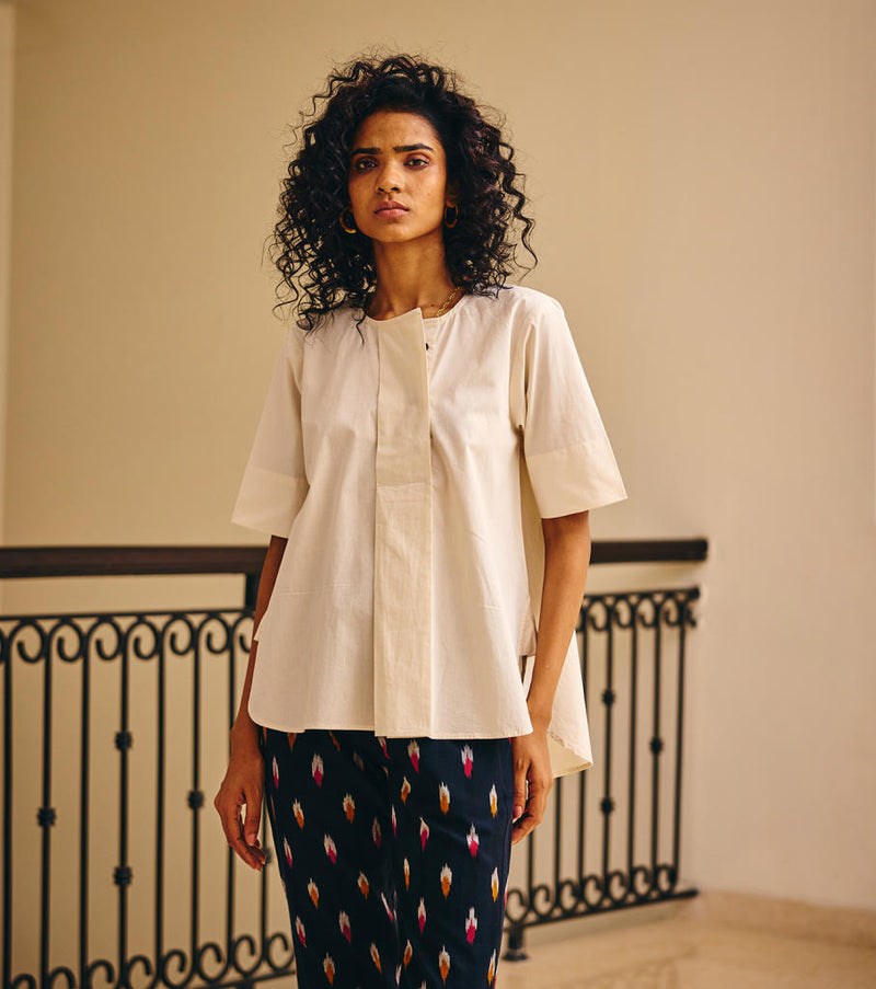 Komorebi Shirt poplin by Khara Kapas in white for women in Singapore