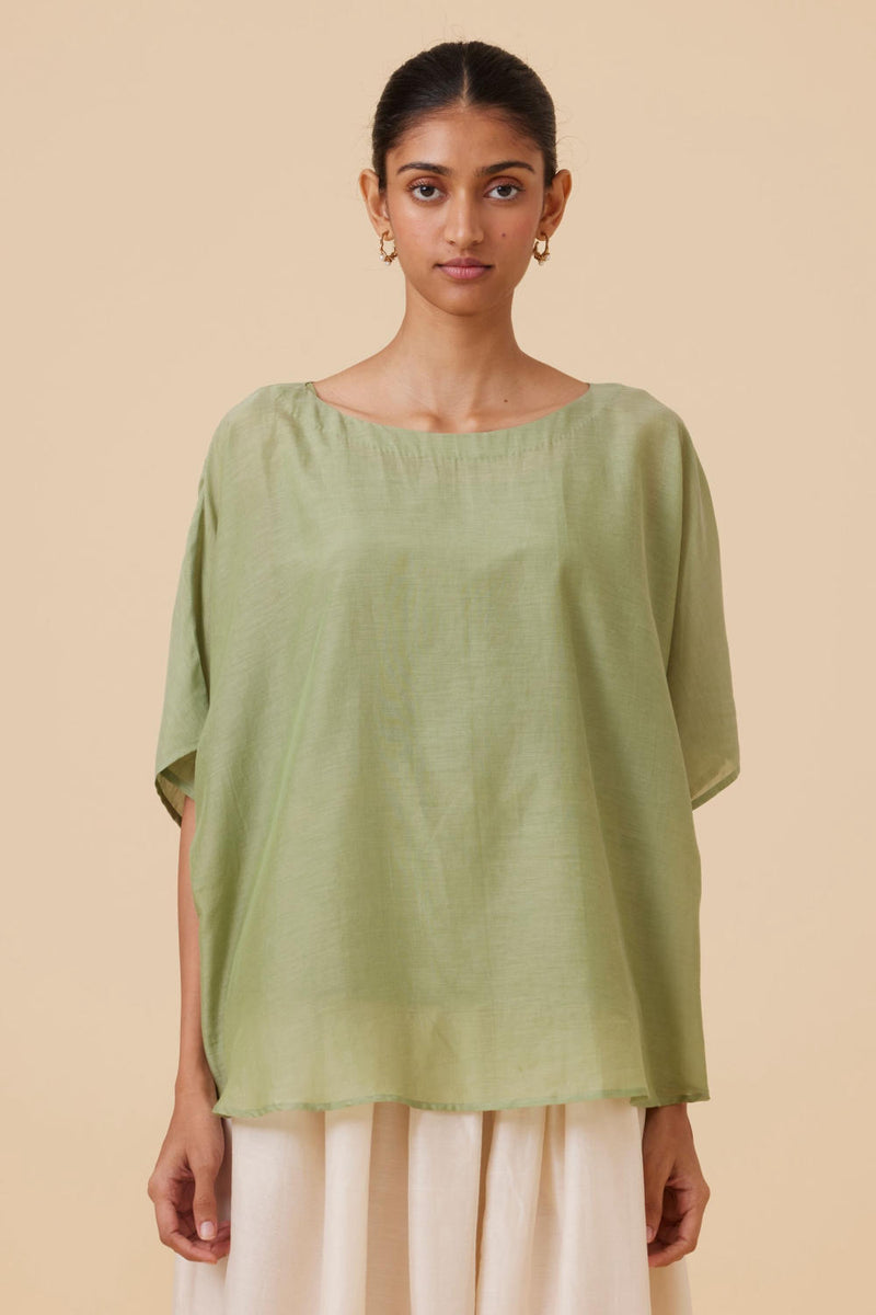 Kosh Green Cape Top silk by The Summer House in green color for women in Singapore
