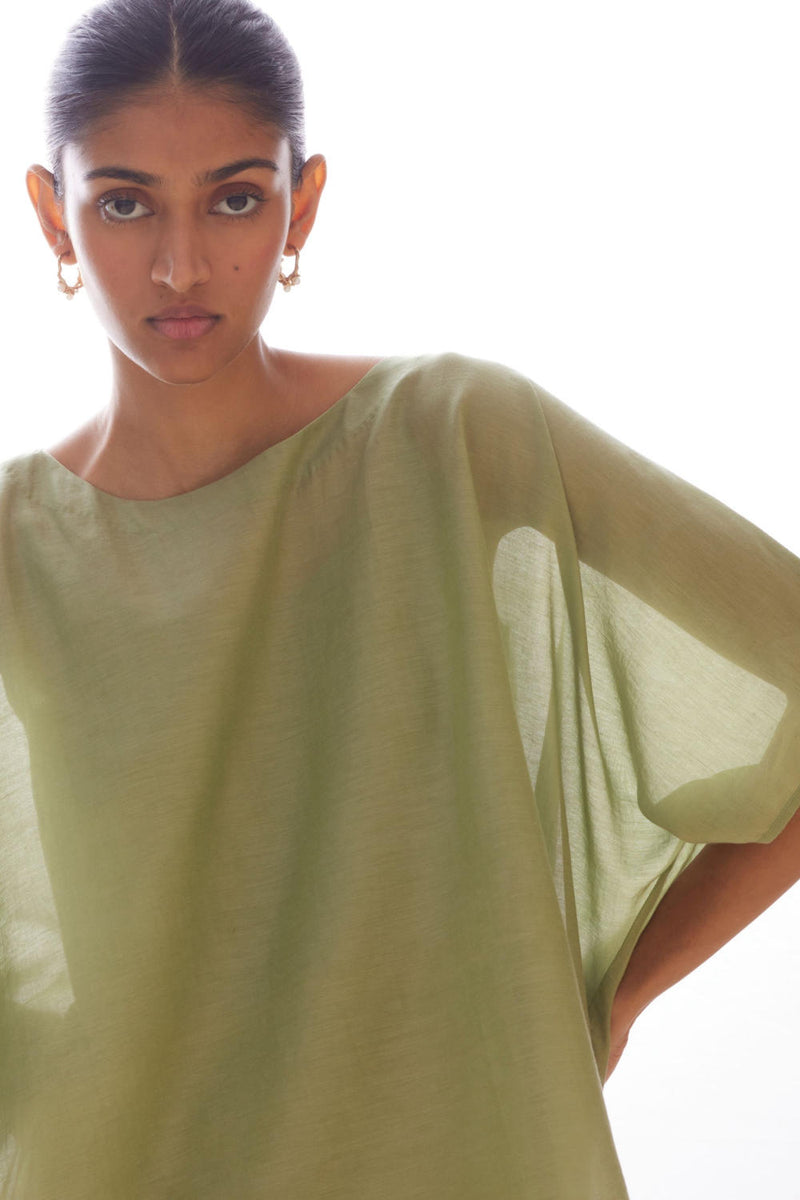 Kosh Green Cape Top silk by The Summer House in green color for women in Singapore