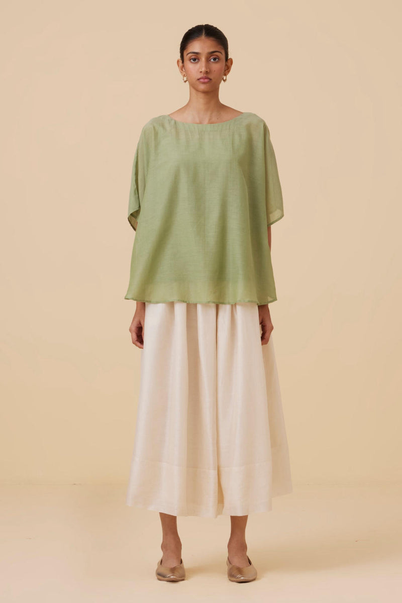 Kosh Green Cape Top silk by The Summer House in green color for women in Singapore