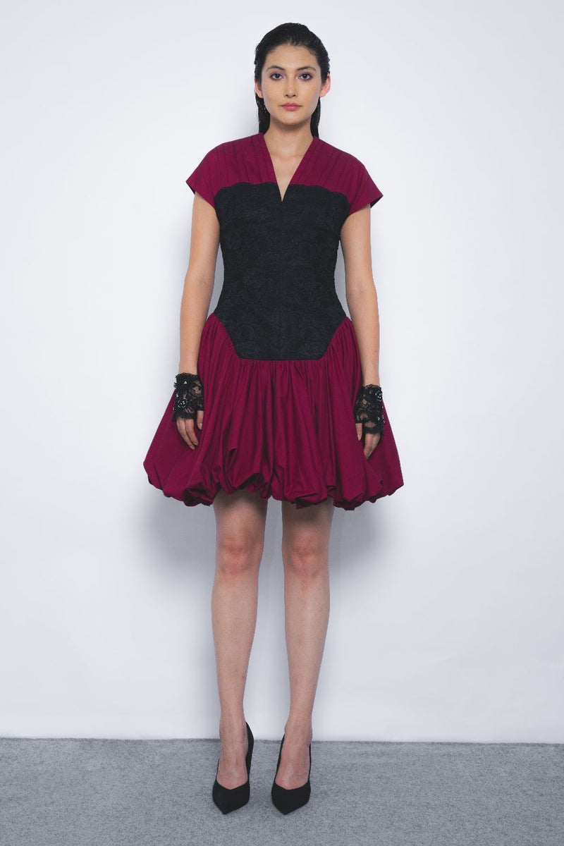 Kumuda Dress - Black and Magenta cotton Buy Kumuda Dress - Black and Magenta from C&W | Dresses for Women by Leh Studios in multi color for women in Singapore