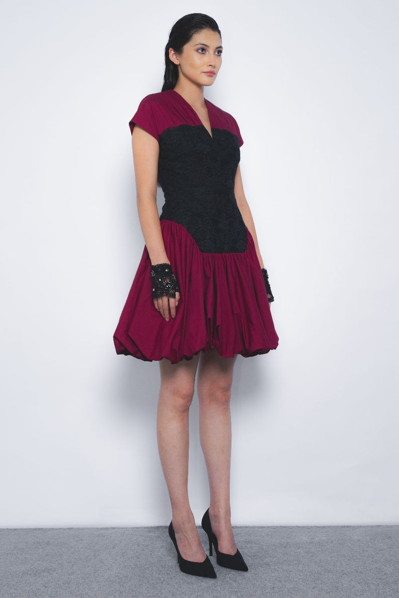 Kumuda Dress - Black and Magenta cotton Buy Kumuda Dress - Black and Magenta from C&W | Dresses for Women by Leh Studios in multi color for women in Singapore