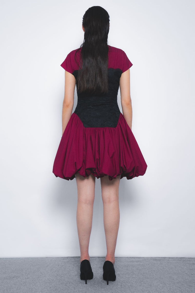 Kumuda Dress - Black and Magenta cotton Buy Kumuda Dress - Black and Magenta from C&W | Dresses for Women by Leh Studios in multi color for women in Singapore