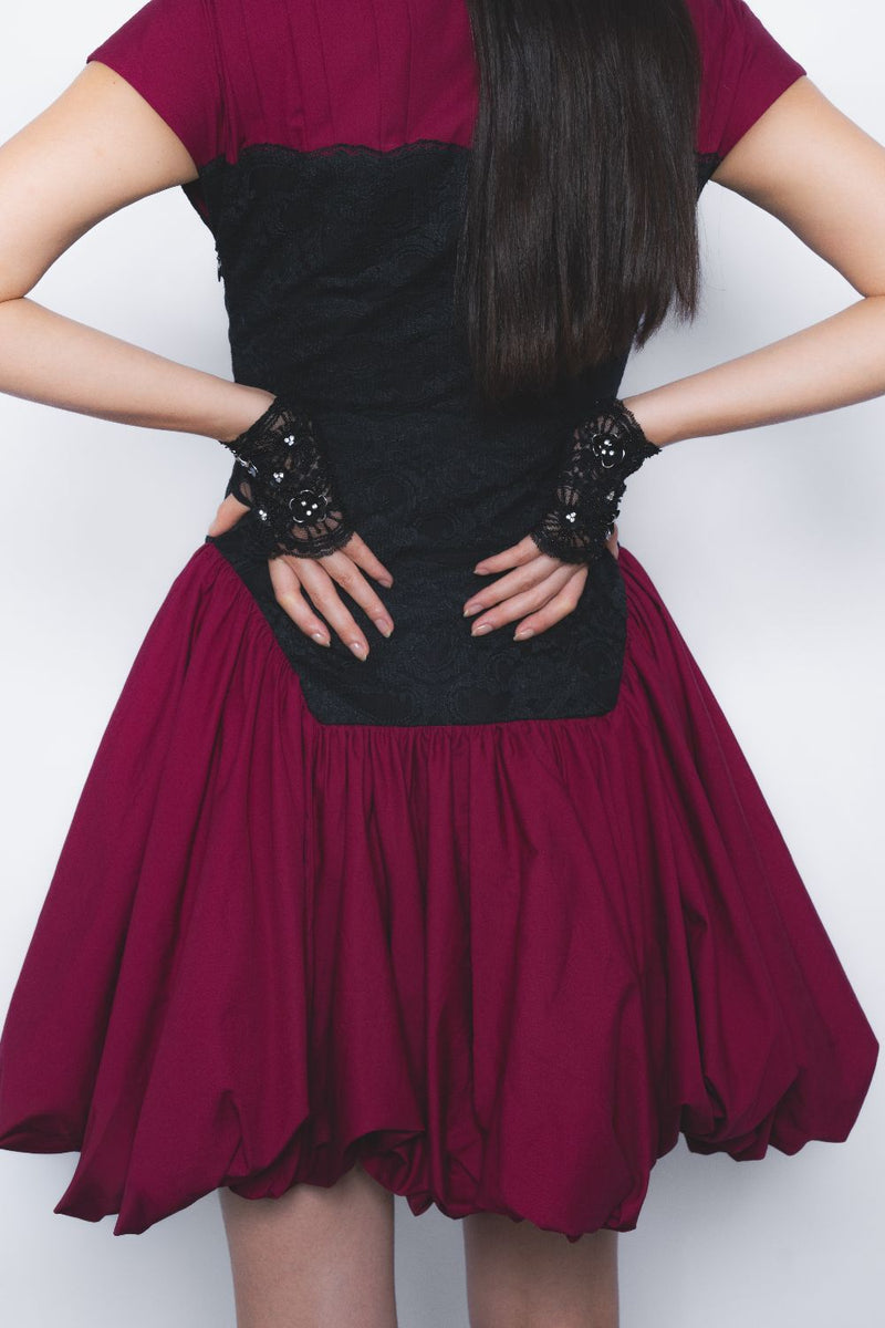 Kumuda Dress - Black and Magenta cotton Buy Kumuda Dress - Black and Magenta from C&W | Dresses for Women by Leh Studios in multi color for women in Singapore