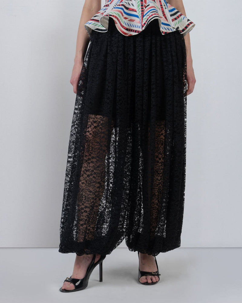 LACE BALLOON PANTS - Black pant/trouser by Leh Studios in black for women in Singapore