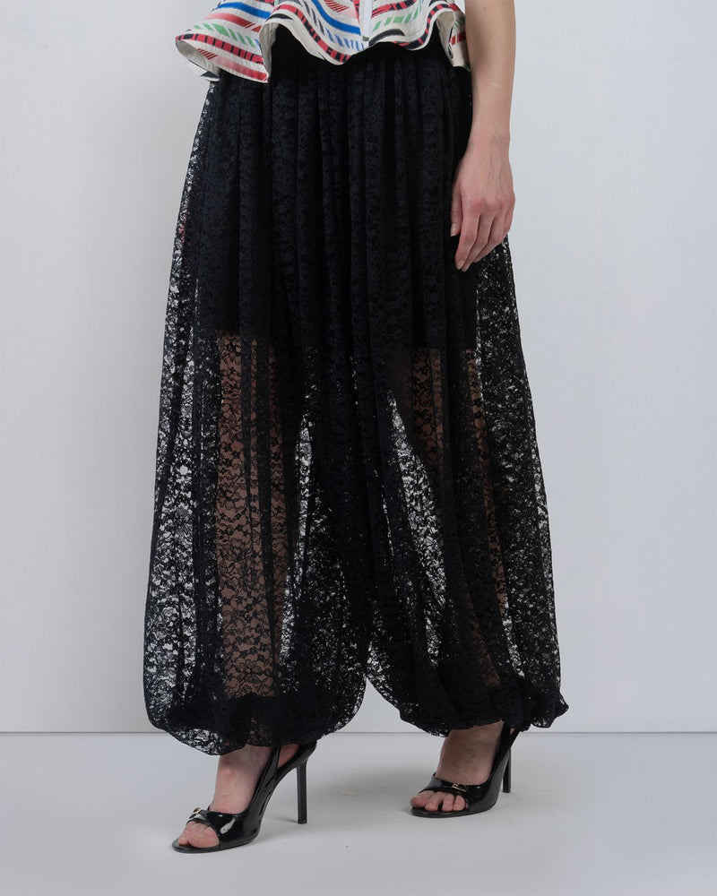 LACE BALLOON PANTS - Black pant/trouser by Leh Studios in black for women in Singapore