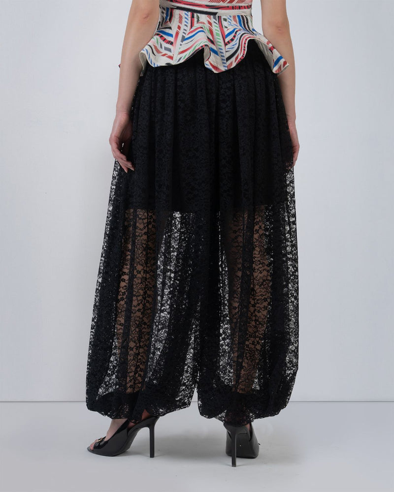 LACE BALLOON PANTS - Black pant/trouser by Leh Studios in black for women in Singapore