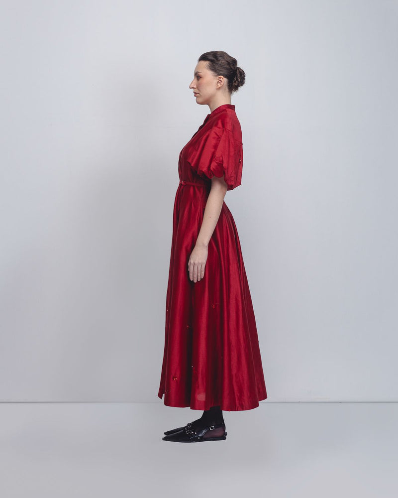 Lara Dress - Red cotton Buy Lara Dress - Red from C&W | Dresses for Women by Leh Studios in red color for women in Singapore