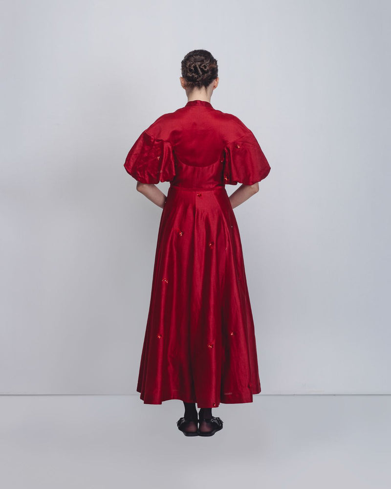 Lara Dress - Red cotton Buy Lara Dress - Red from C&W | Dresses for Women by Leh Studios in red color for women in Singapore