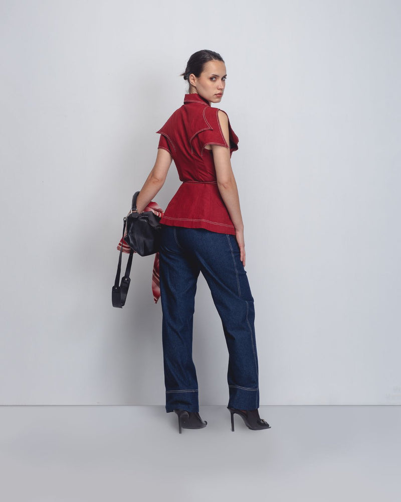 Layered Flap Top - Red Buy Layered Flap Top - Red from C&W | Tops And Shirts for Women by Leh Studios in red color for women in Singapore