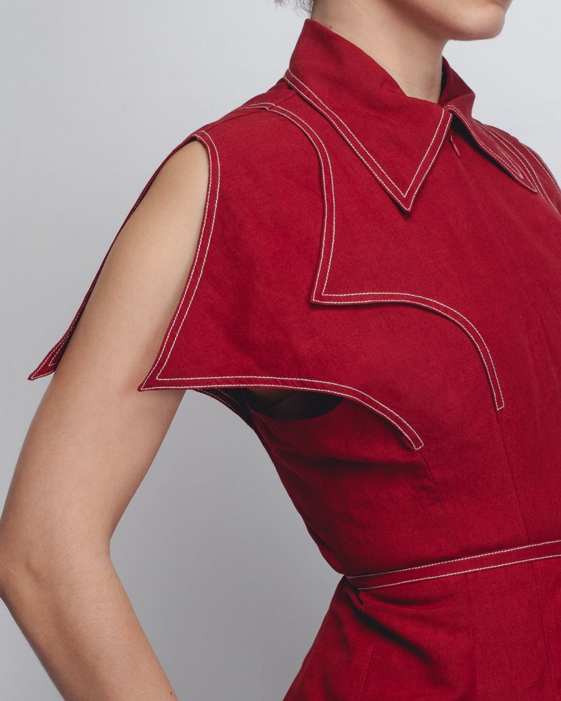 Layered Flap Top - Red Buy Layered Flap Top - Red from C&W | Tops And Shirts for Women by Leh Studios in red color for women in Singapore